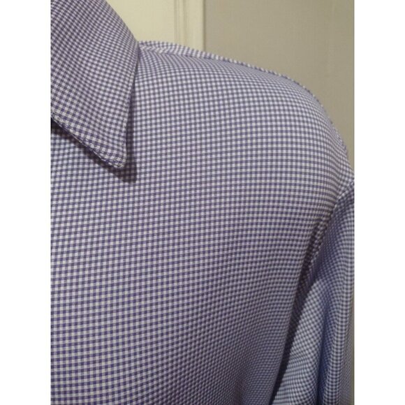 Men's Mizzen+Main LS Purple White Check Dress Button Shirt Size 2XL Trim Fit - Picture 5 of 10